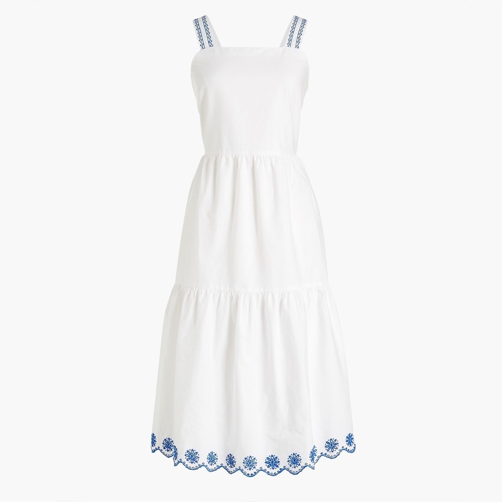 J. Crew embroidered scalloped tiered dress
